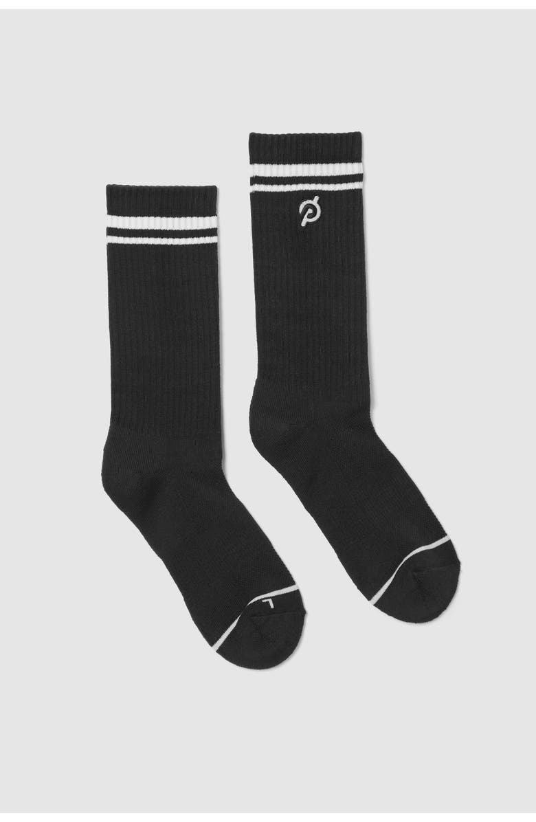 Peloton Cotton Crew Sock - P Logo, Alternate, color, Black