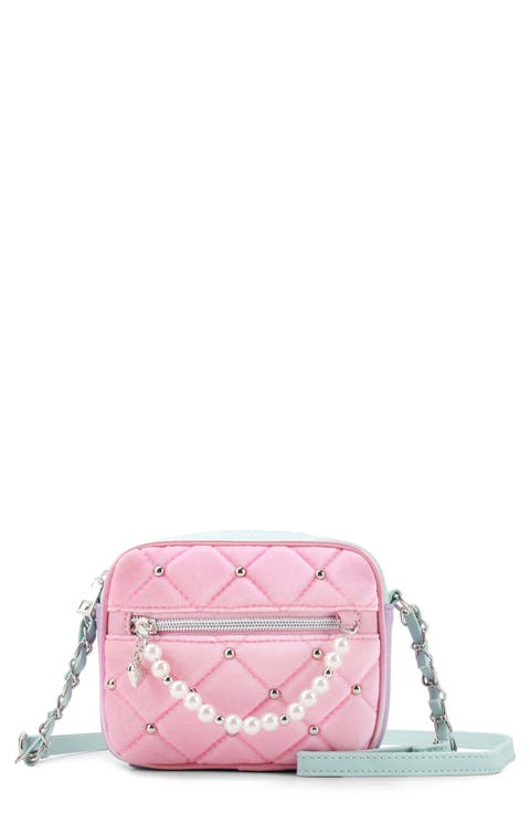 Kids' Embellished Diamond Quilted Crossbody Bag