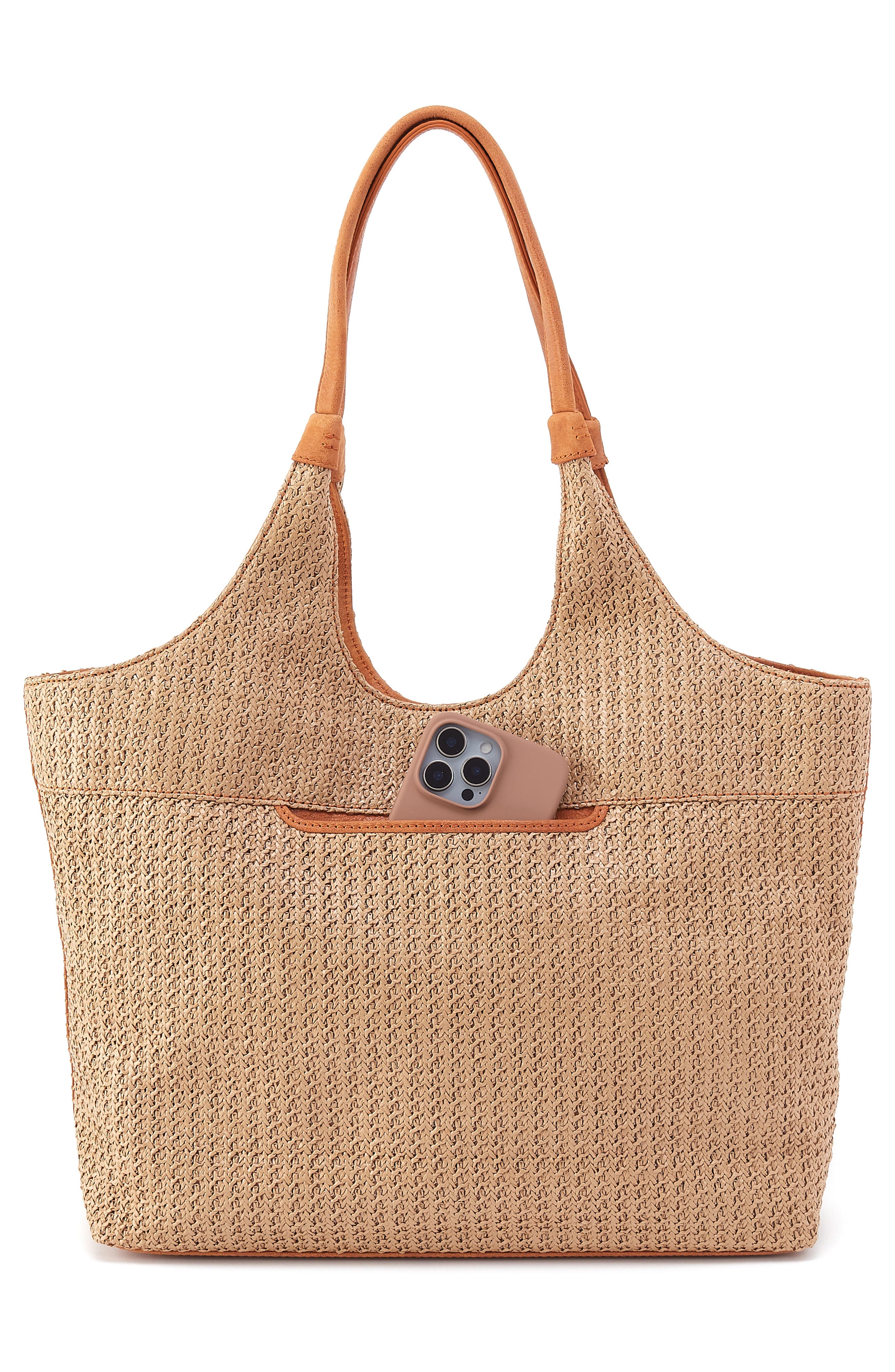 HOBO La Jolla Straw & Leather Tote, Alternate, color, Meadow Woven Straw