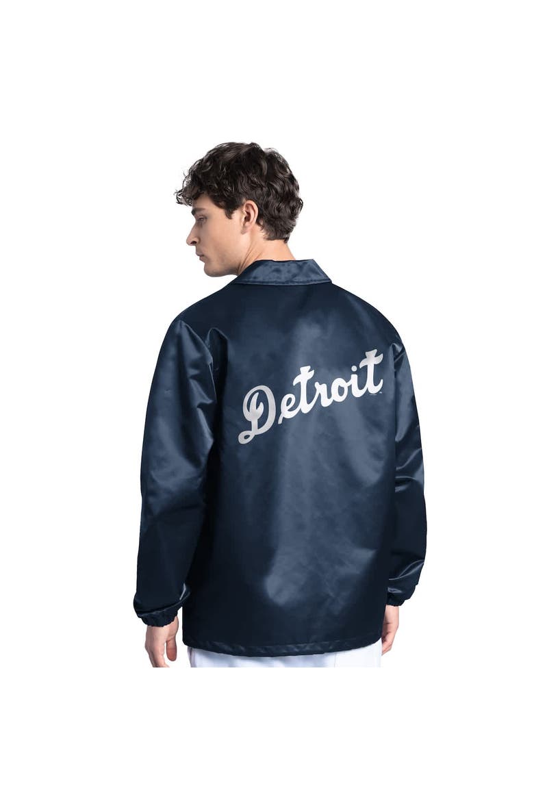 Men's Starter  Navy Detroit Tigers Cooperstown Collection Point Man Full-Snap Coaches Jacket, Alternate, color, Navy