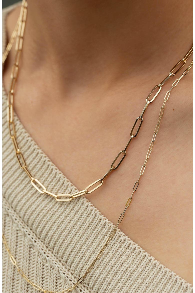 Medium Paperclip Chain Necklace, Alternate, color, Yellow Gold