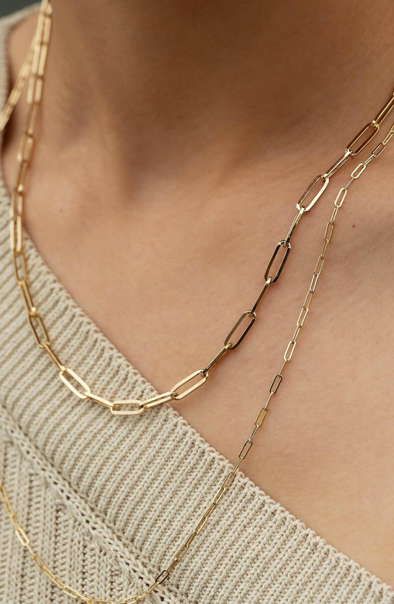 Aurate New York Medium Paperclip Chain Necklace, Alternate, color, Yellow Gold
