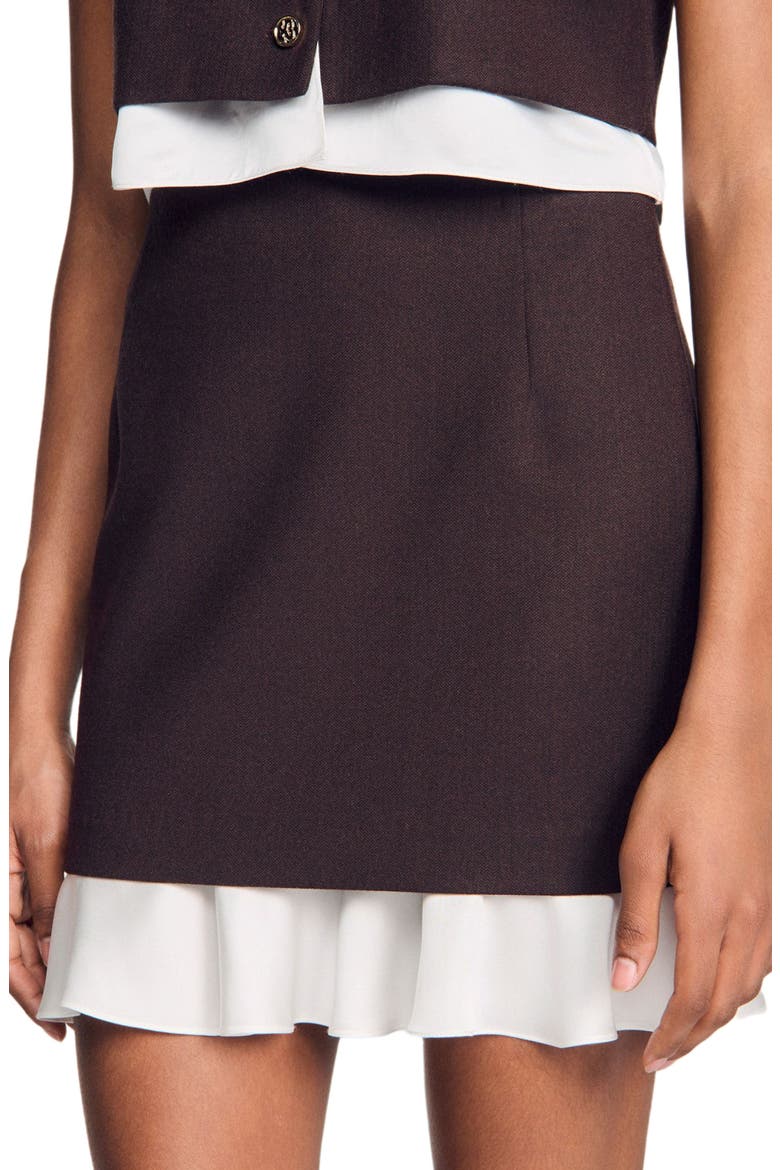 Short 2-in-1 wool skirt, Alternate, color, Light brown