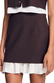 SANDRO Short 2-in-1 wool skirt