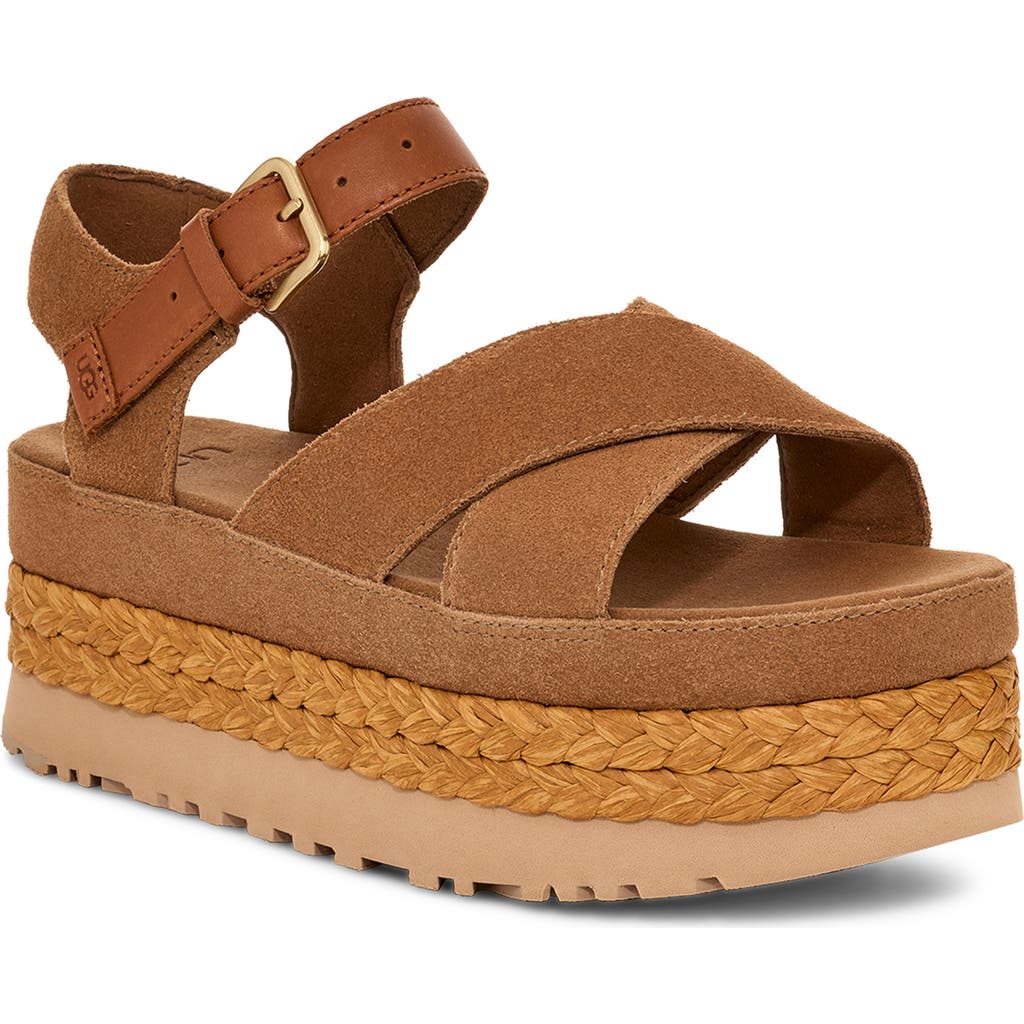 Ugg(r) Aubrey Ankle Strap Platform Sandal In Chestnut