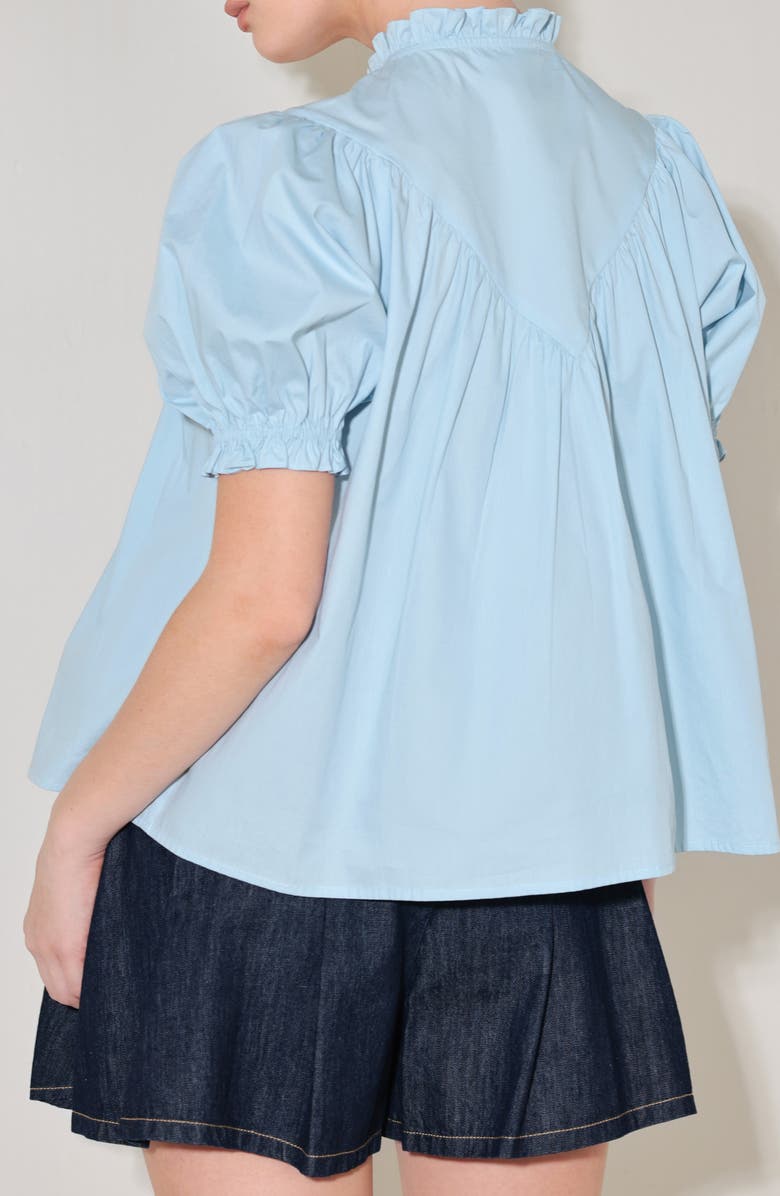 FREEMARKET Puff Sleeve Cotton Baby Doll Top, Alternate, color, Light Blue