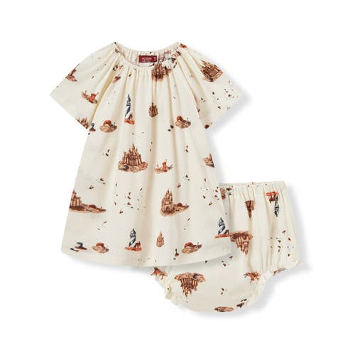 Milkbarn Organic Cotton Dress And Bloomer Set In Sand