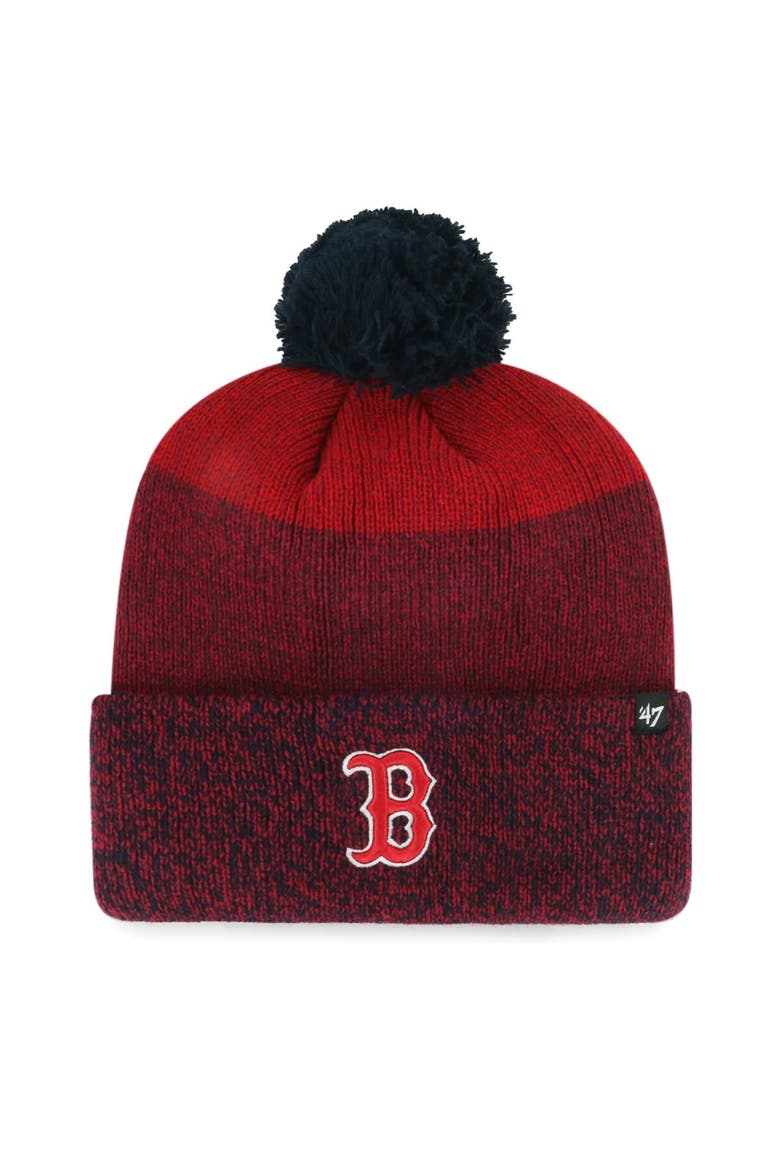 Men's '47 Red Boston Red Sox Darkfreeze Cuffed Knit Hat with Pom, Main, color, Red