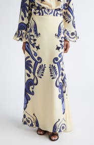 Johanna Ortiz Everywhere Floral Paisley Silk Crêpe de Chine Maxi Skirt
