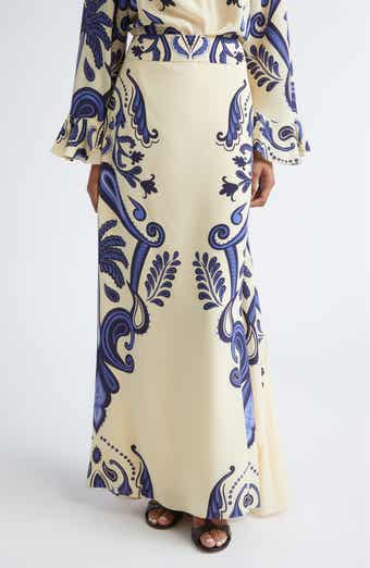 Everywhere Floral Paisley Silk Crêpe de Chine Maxi Skirt