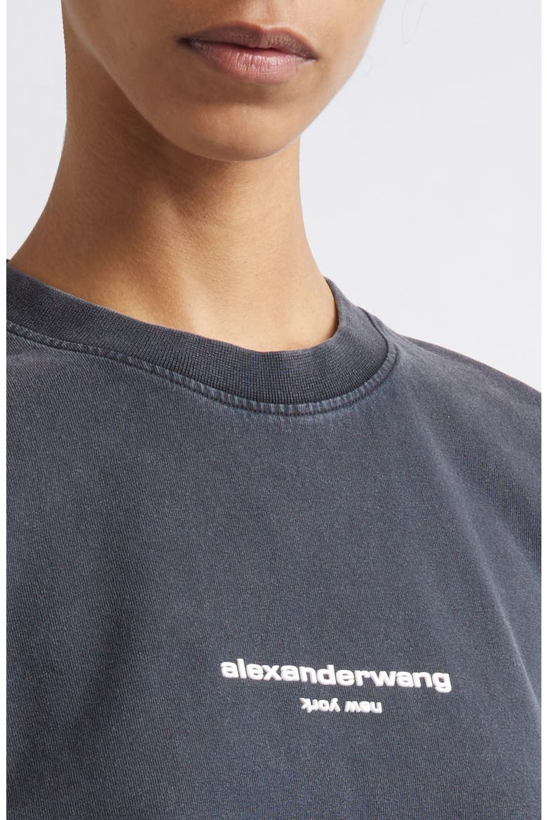 Shrunken Cotton Logo T-Shirt, Alternate, color, WASHED BLACK