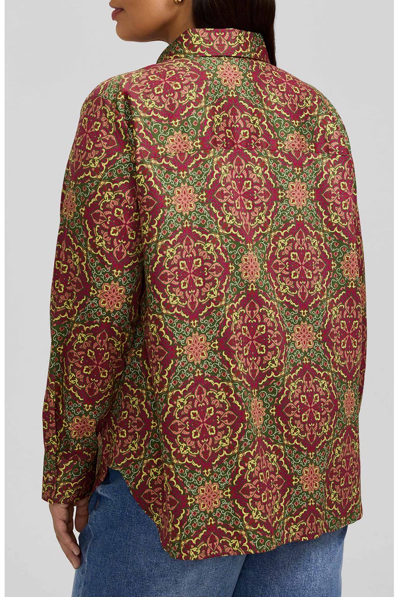 Meghan Medallion Print Button-Up Cotton Shirt, Alternate, color, RED/ MULTI