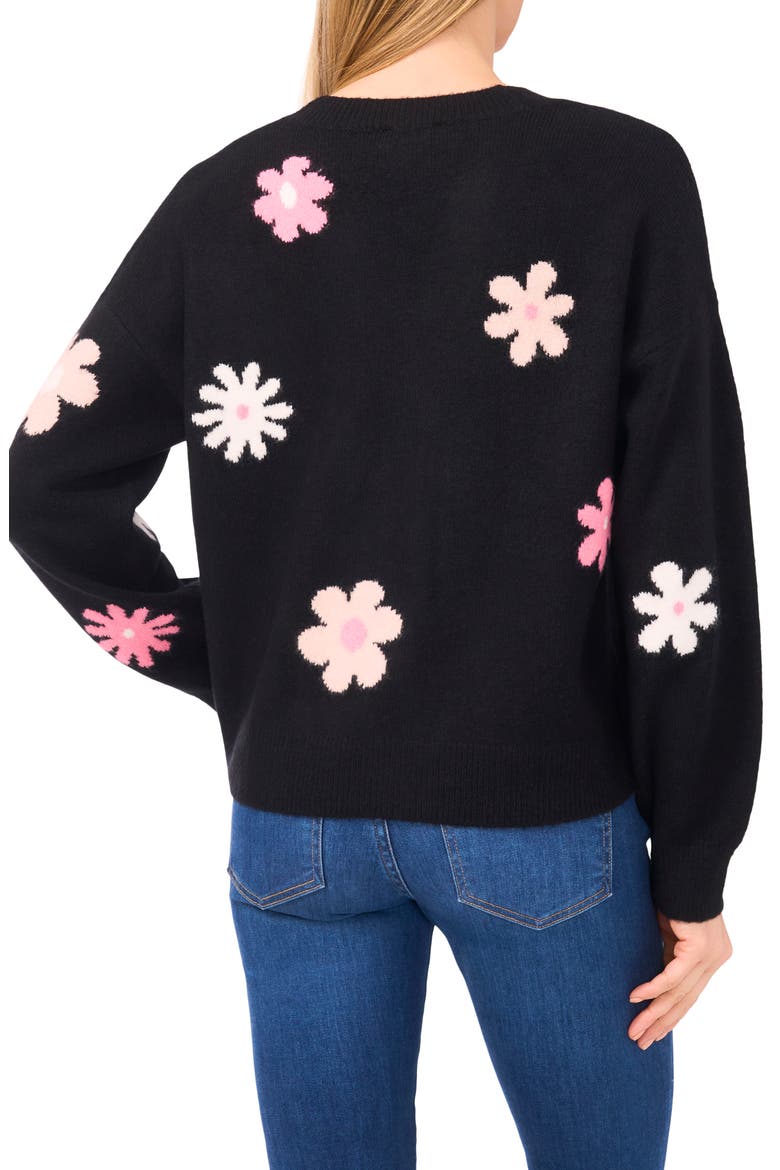 Groovy Flower Cardigan, Alternate, color, RICH BLACK
