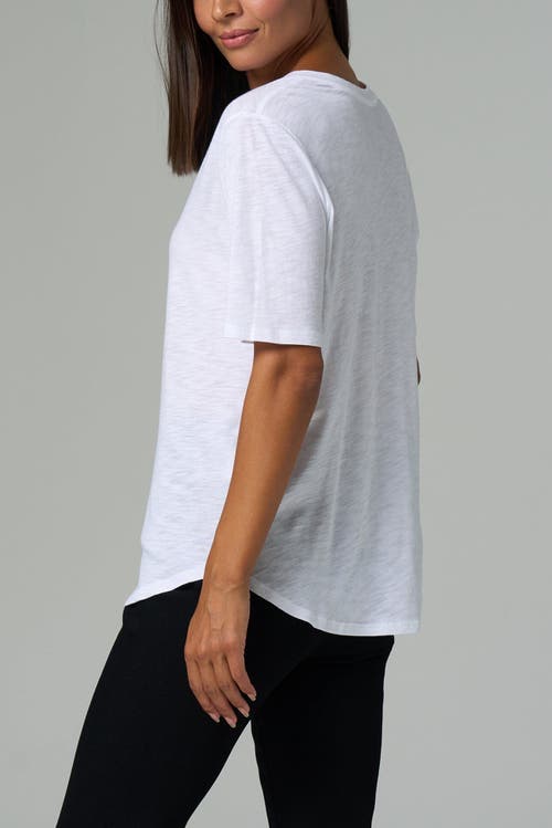 Franne Golde Slub Jersey V-neck Elbow Sleeve Tee