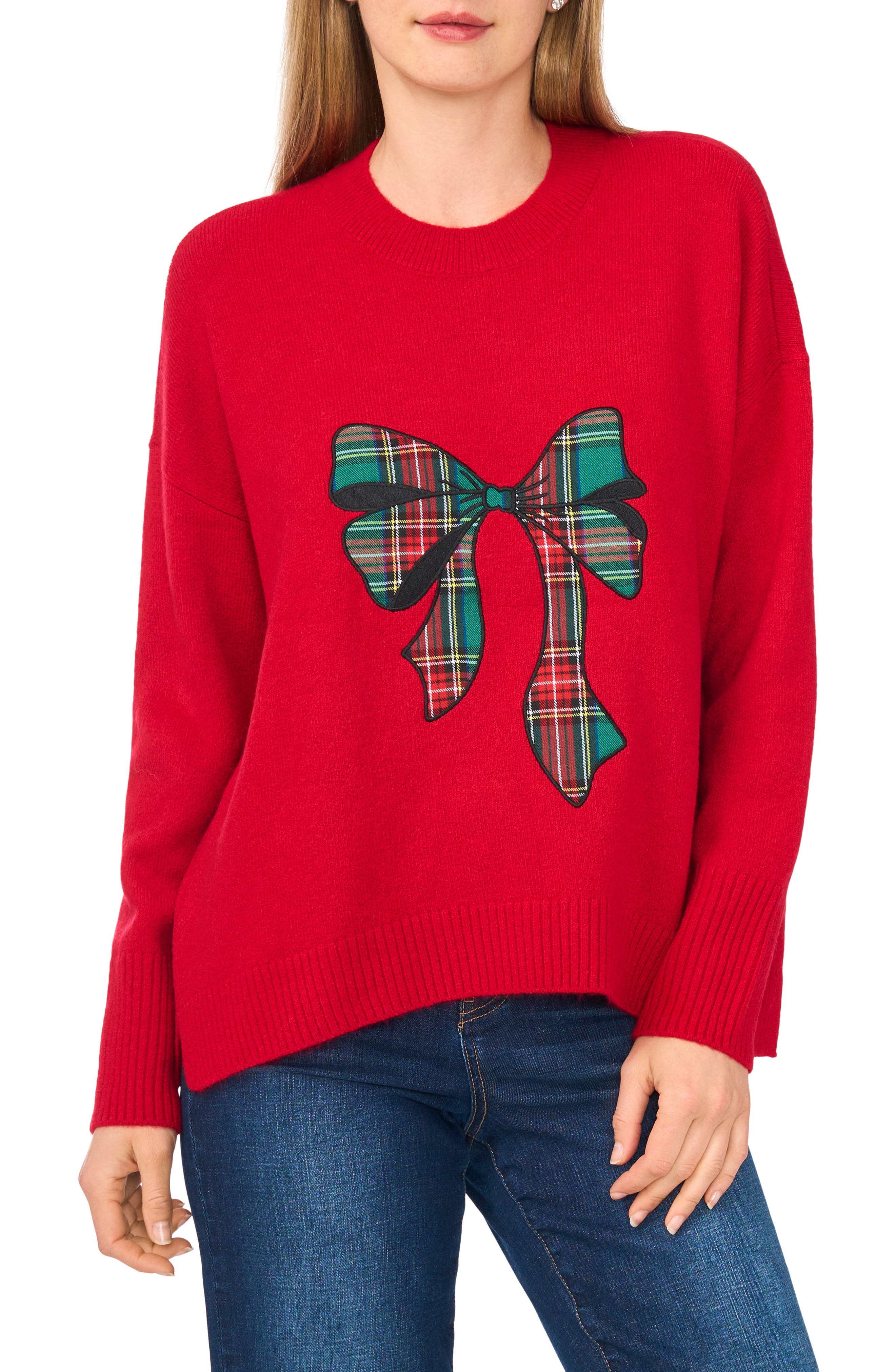 Tartan Bow Crewneck Sweater