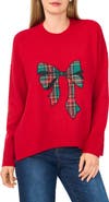 CeCe Tartan Bow Crewneck Sweater