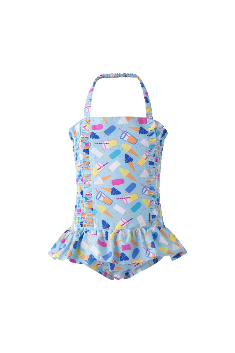 Ice Cream Frill Swimsuit, Main, color, Blue