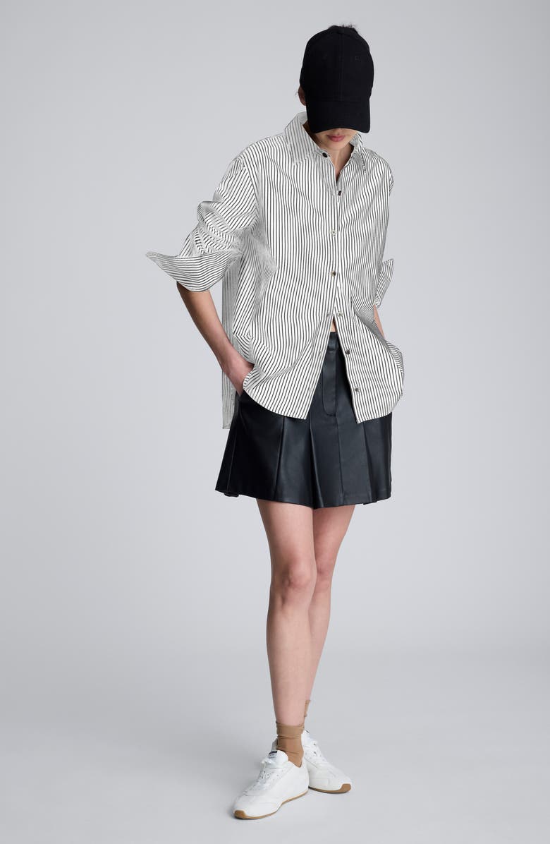 Kenneth Cole Boyfriend Button-Up Shirt, Alternate, color, Pure White/ Black