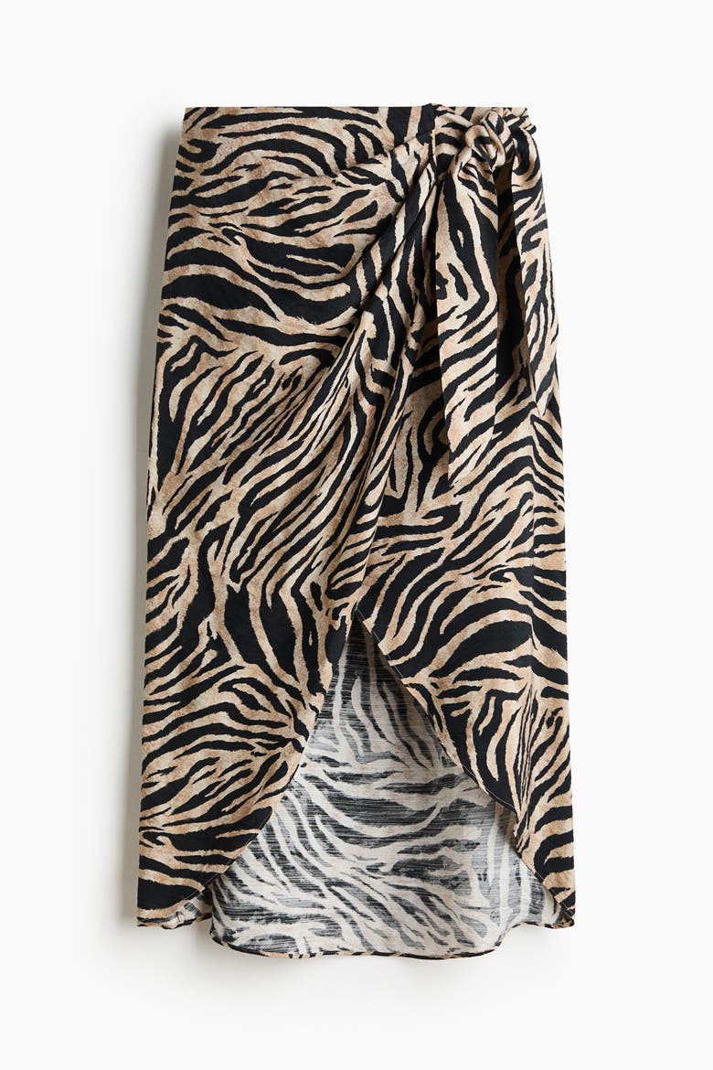 Wrap Skirt, Alternate, color, Beige/zebra print