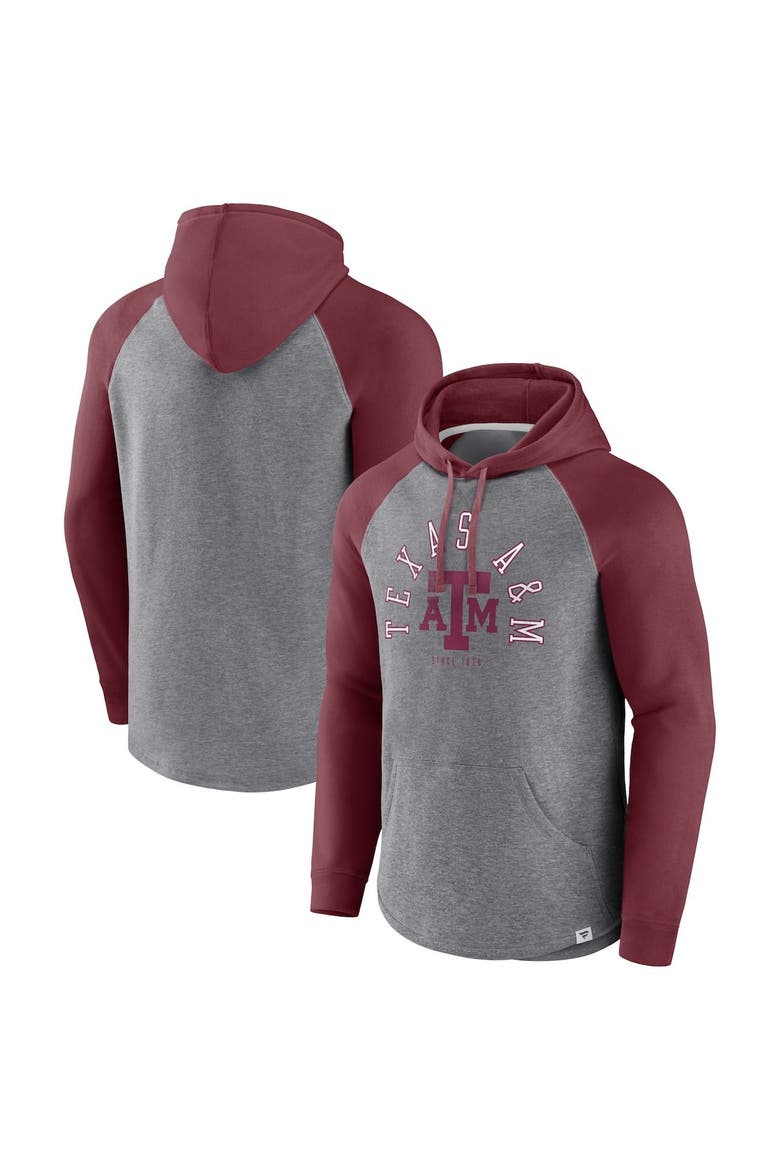 Men's Fanatics Branded Maroon/Heather Gray Texas A&M Aggies Wrap Up Raglan Pullover Hoodie, Main, color, Maroon
