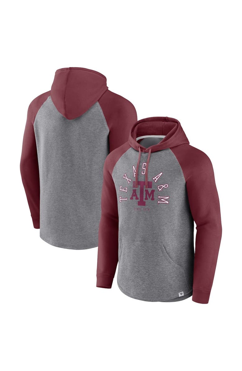 FANATICS Men's Fanatics Branded Maroon/Heather Gray Texas A&M Aggies Wrap Up Raglan Pullover Hoodie, Main, color, Maroon