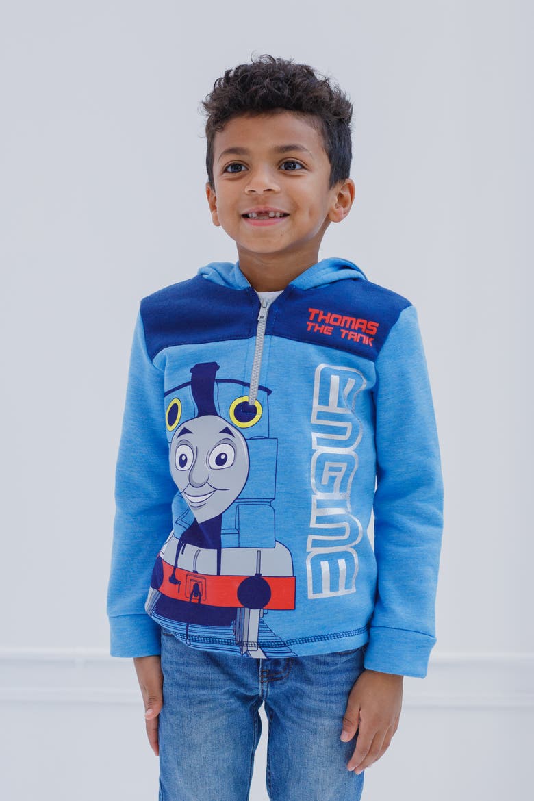 Quarter-Zip Fleece Hoodie, Alternate, color, Thomas Navy Blue