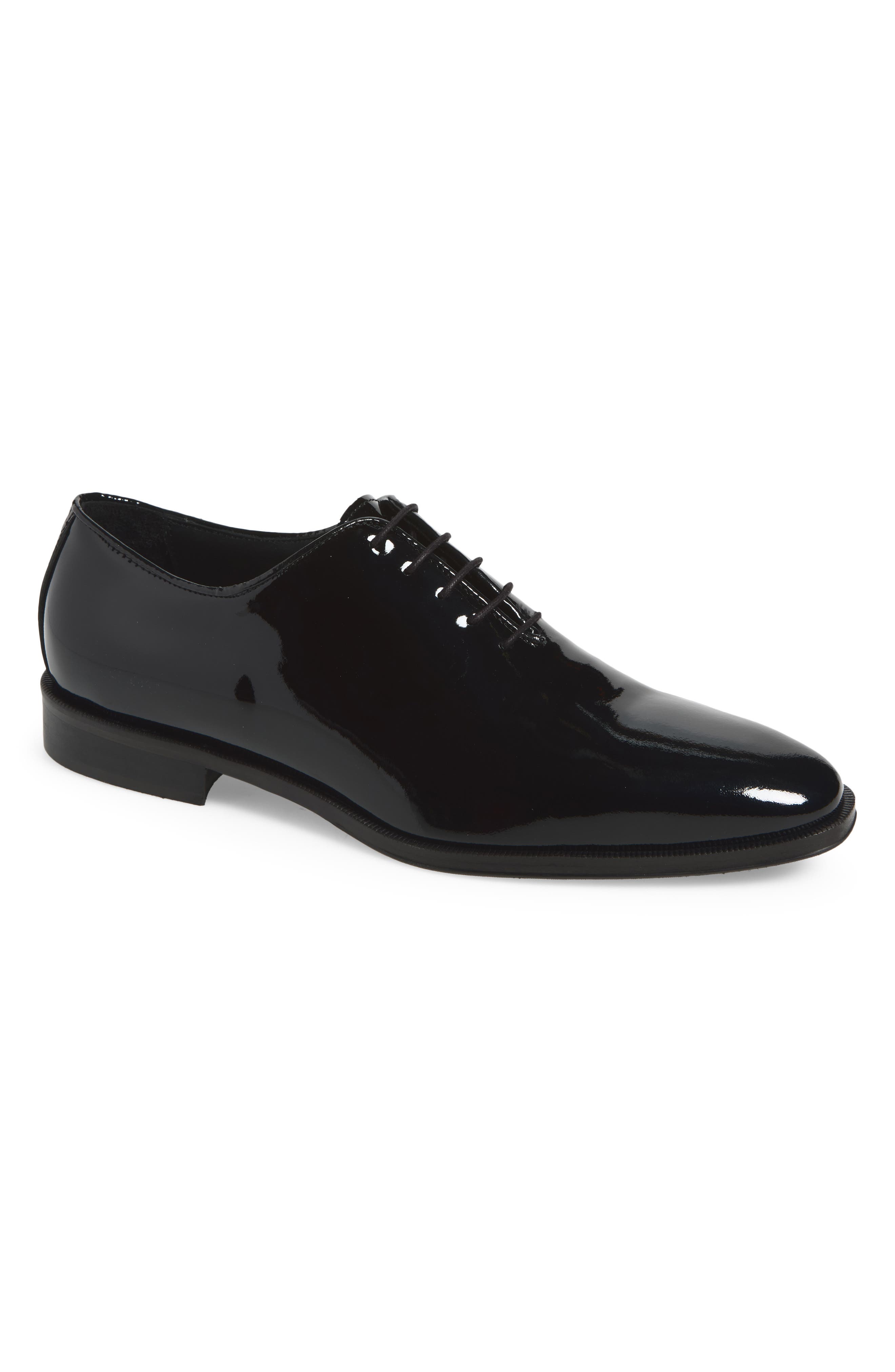 Brescia Leather Wholecut Oxford, Main, color, BLACK PATENT