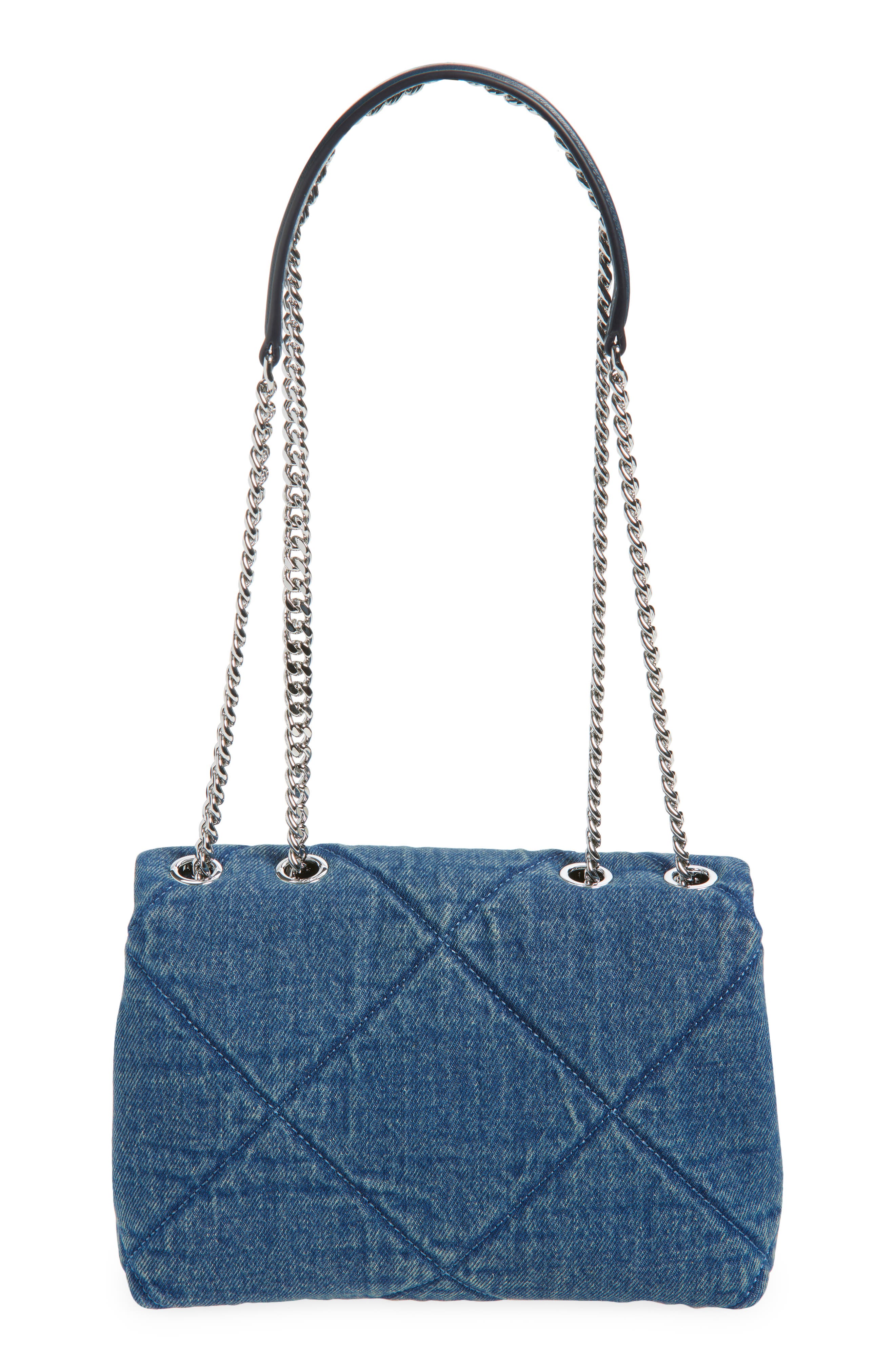 Tory Burch Small Kira Quilted Denim Crossbody Bag, Alternate, color, Blue
