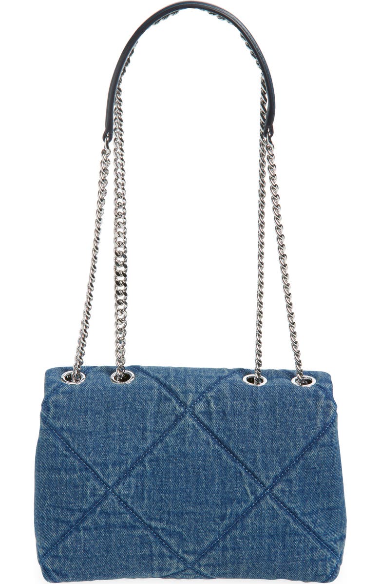 Tory Burch Small Kira Quilted Denim Crossbody Bag, Alternate, color, Blue