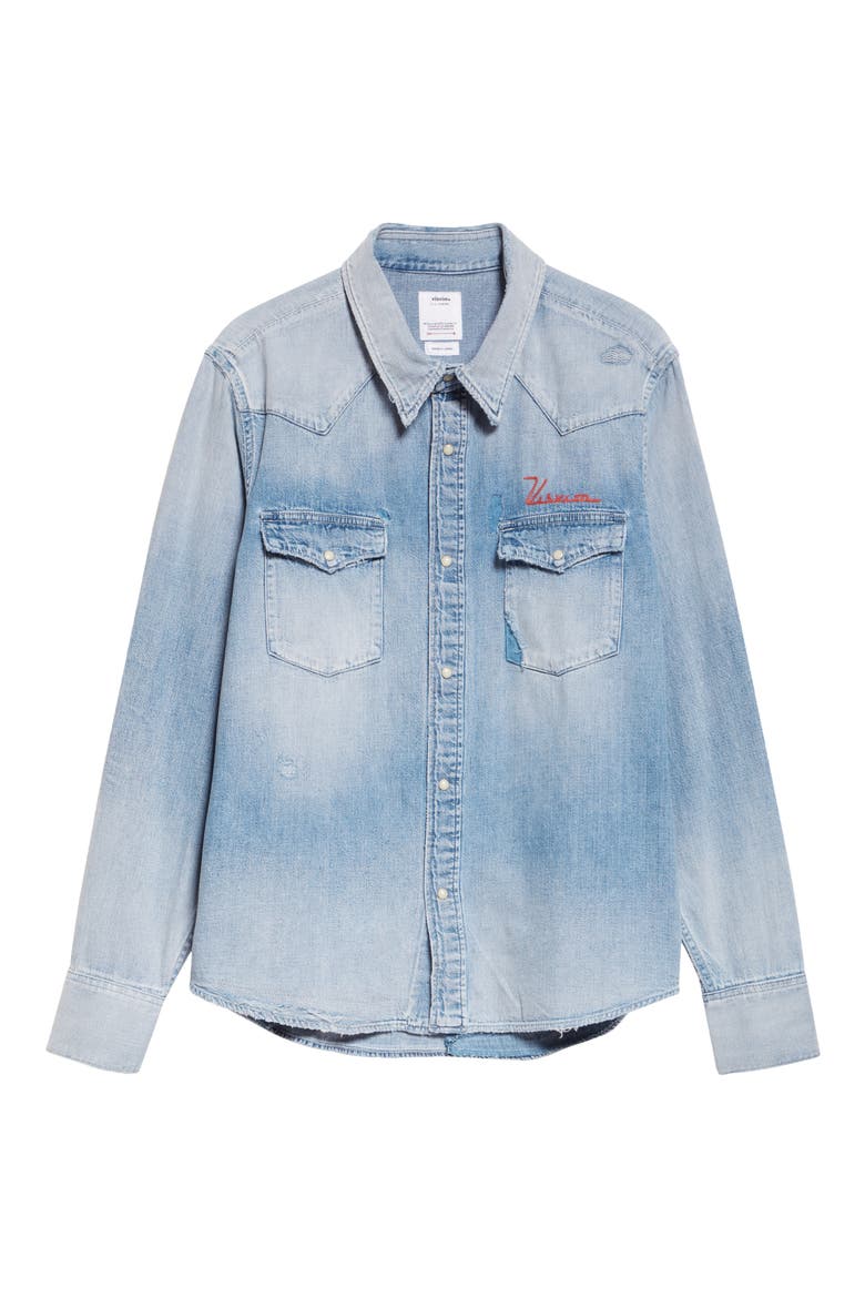 Social Sculpture Distressed Denim Shirt, Alternate, color, CRASH