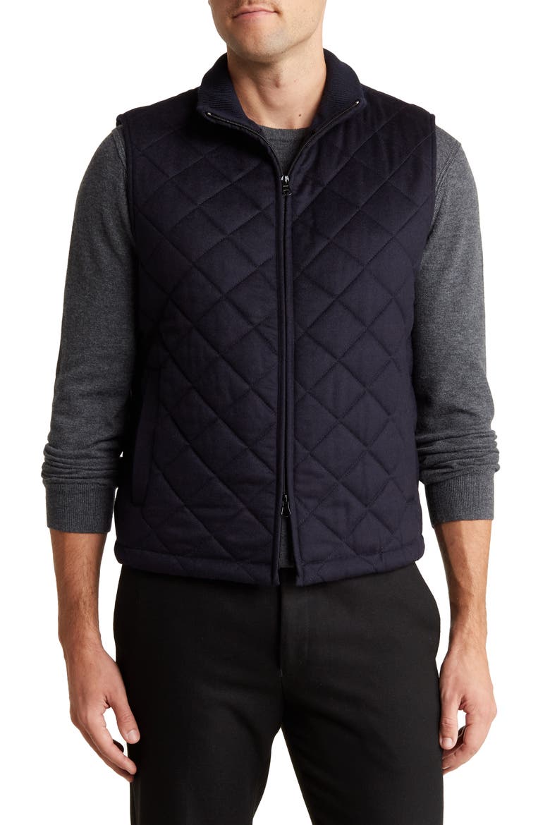 Diamond Quilt Wool & Cashmere Vest, Main, color, NAVY