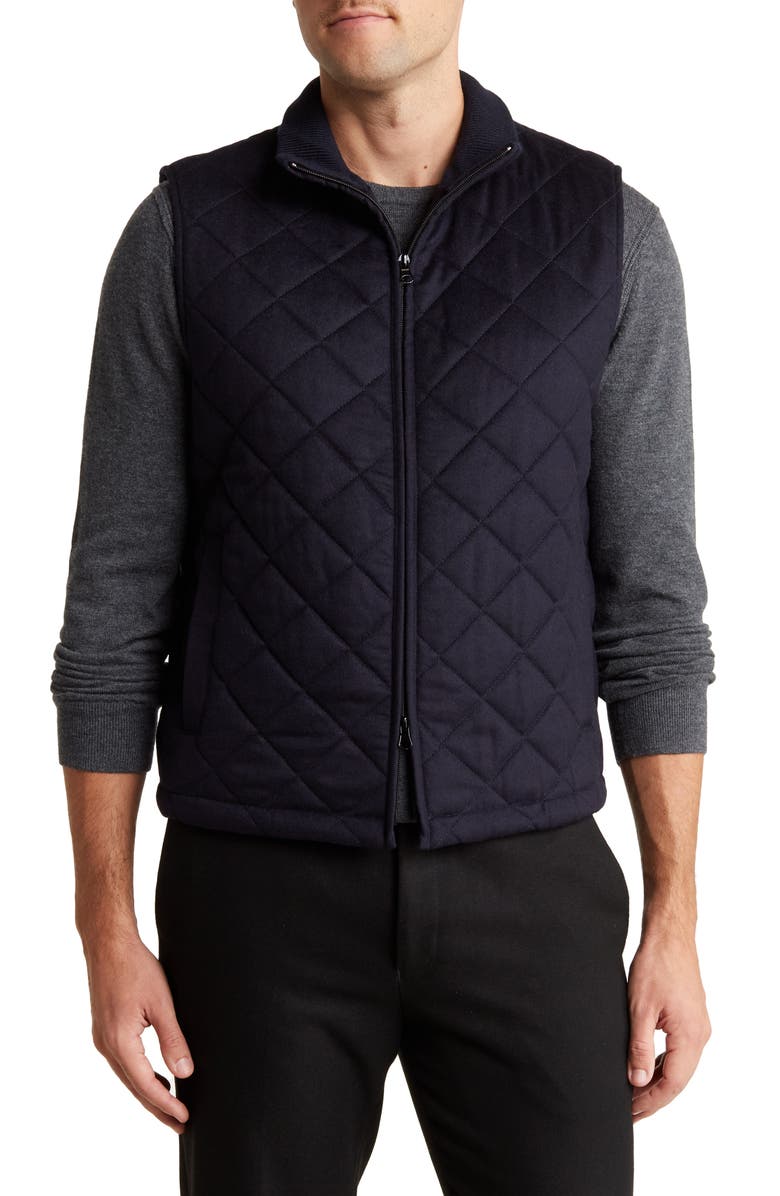 Amicale Diamond Quilt Wool & Cashmere Vest, Main, color, Navy