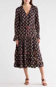 PAIGE Christine Long Sleeve Midi Dress