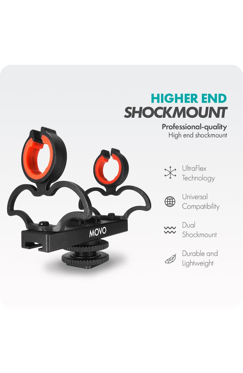 MOVO SM6 Ultraflex Premium Shockmount for Shotgun Microphones, Alternate, color, Black