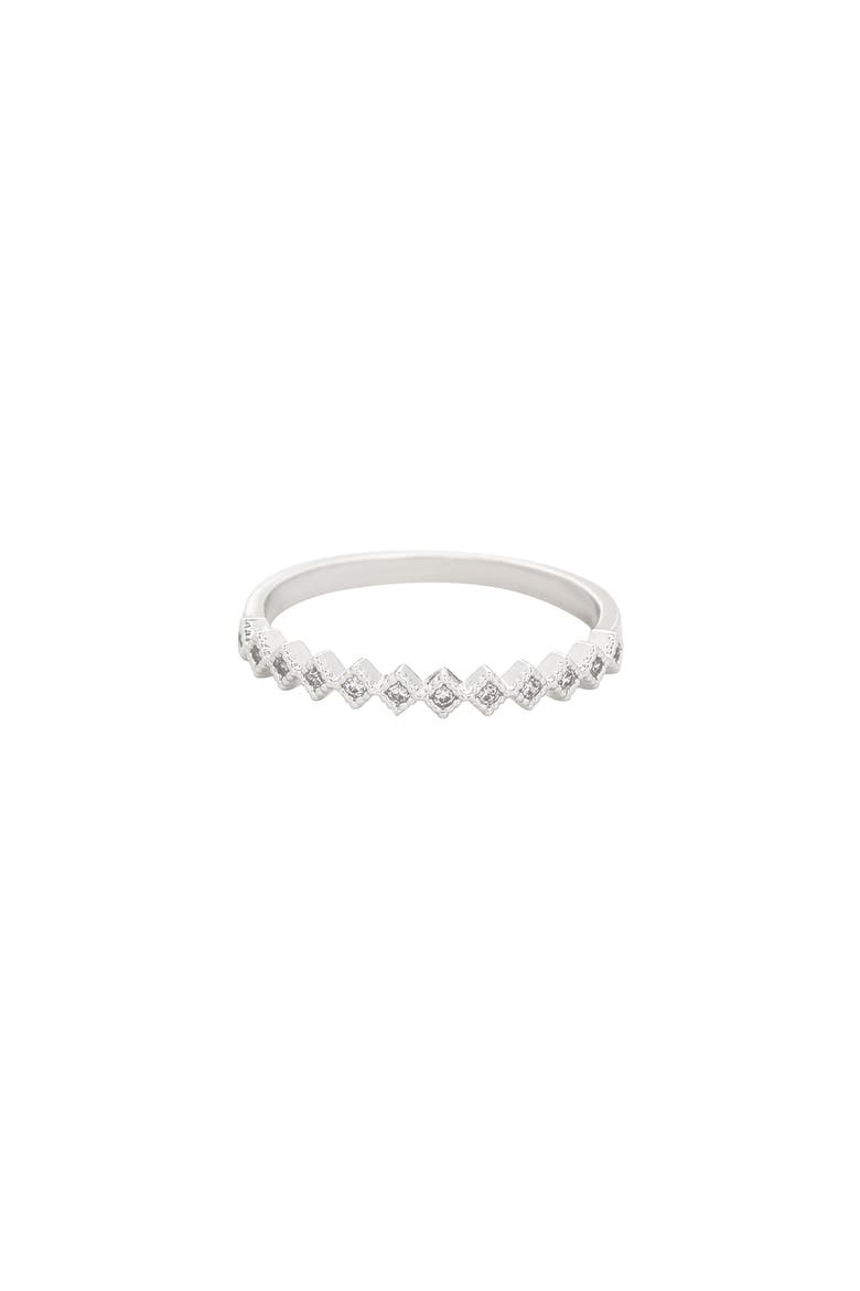 14k Gold Plated Thin Crystal Band Ring Minimalist Dainty Daily Wear, Alternate, color, Silver