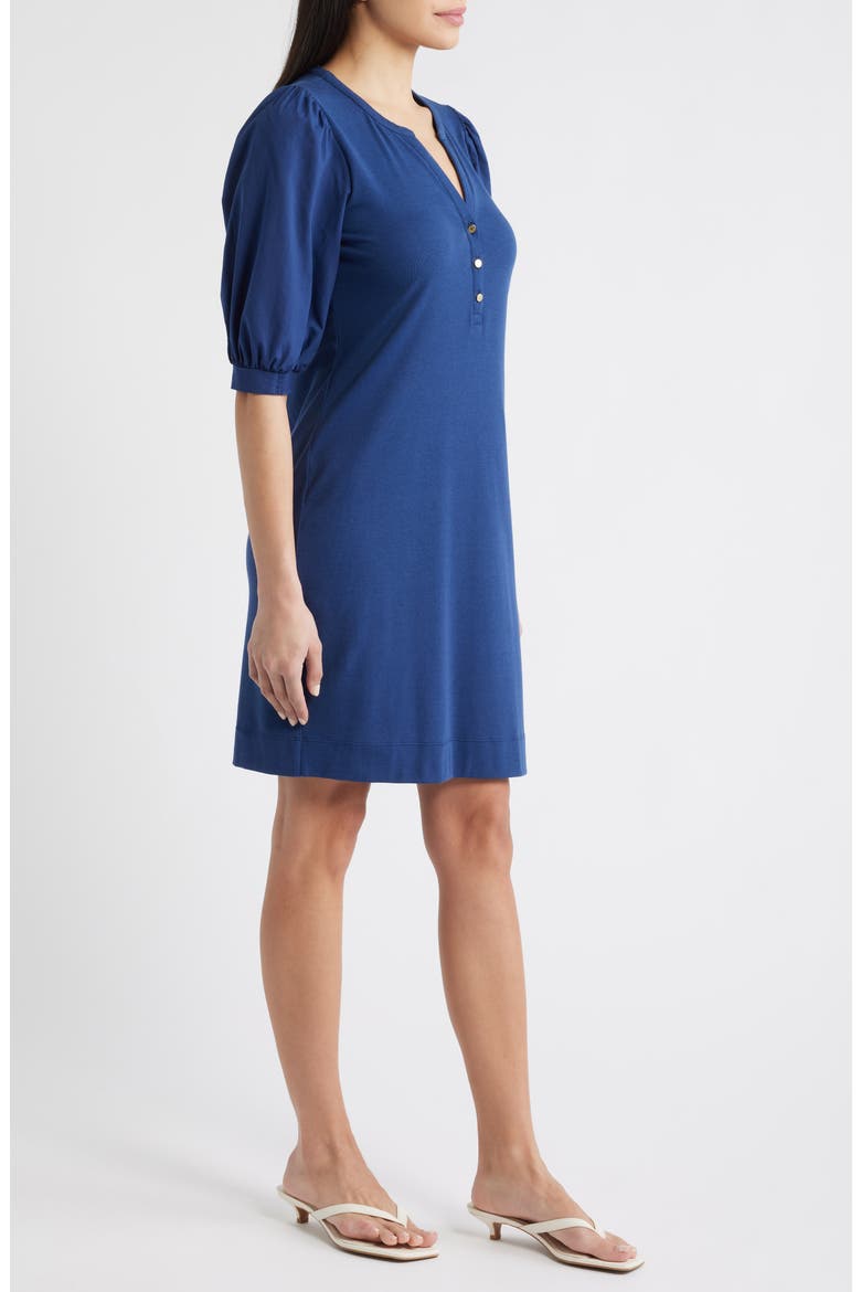 Ronson Puff Sleeve Cotton Blend Dress, Alternate, color, LOW TIDE NAVY