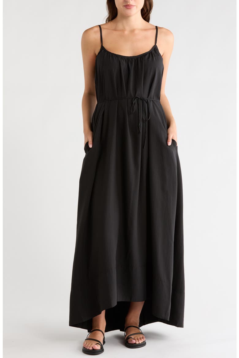 Brynn Tie Waist High-Low Dress, Main, color, BLACK