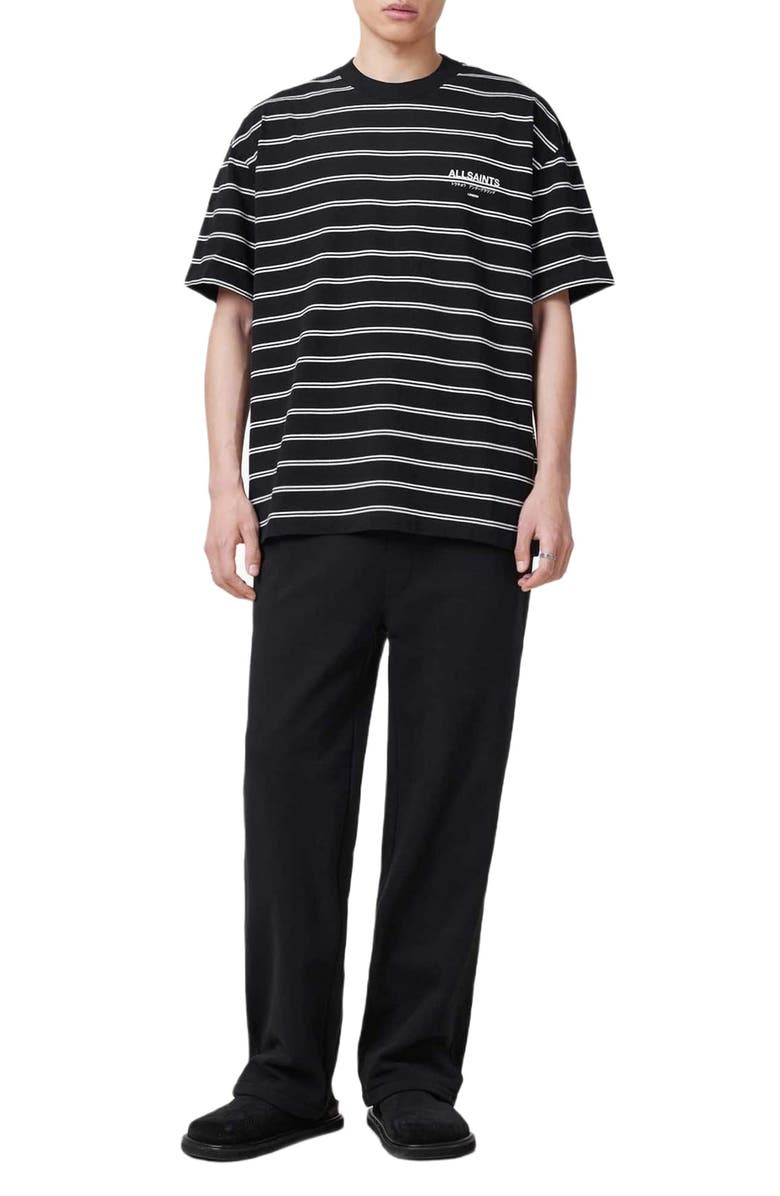 AllSaints Underground Stripe T-Shirt, Alternate, color, Jet Black / Chalk White