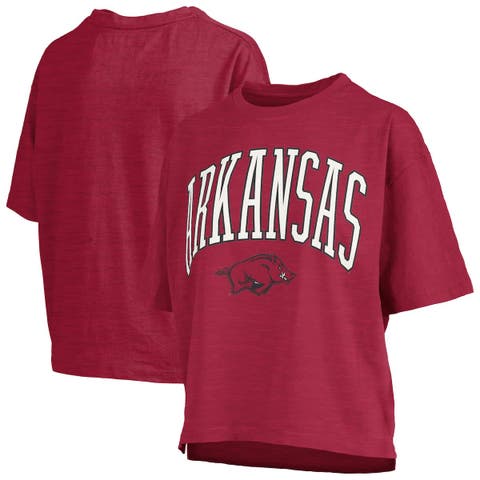 Women's Pressbox Cardinal Arkansas Razorbacks Nelson Arch Over Logo Waist Length Oversized Slub T-Shirt