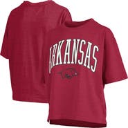 PRESSBOX Women's Pressbox Cardinal Arkansas Razorbacks Nelson Arch Over Logo Waist Length Oversized Slub T-Shirt