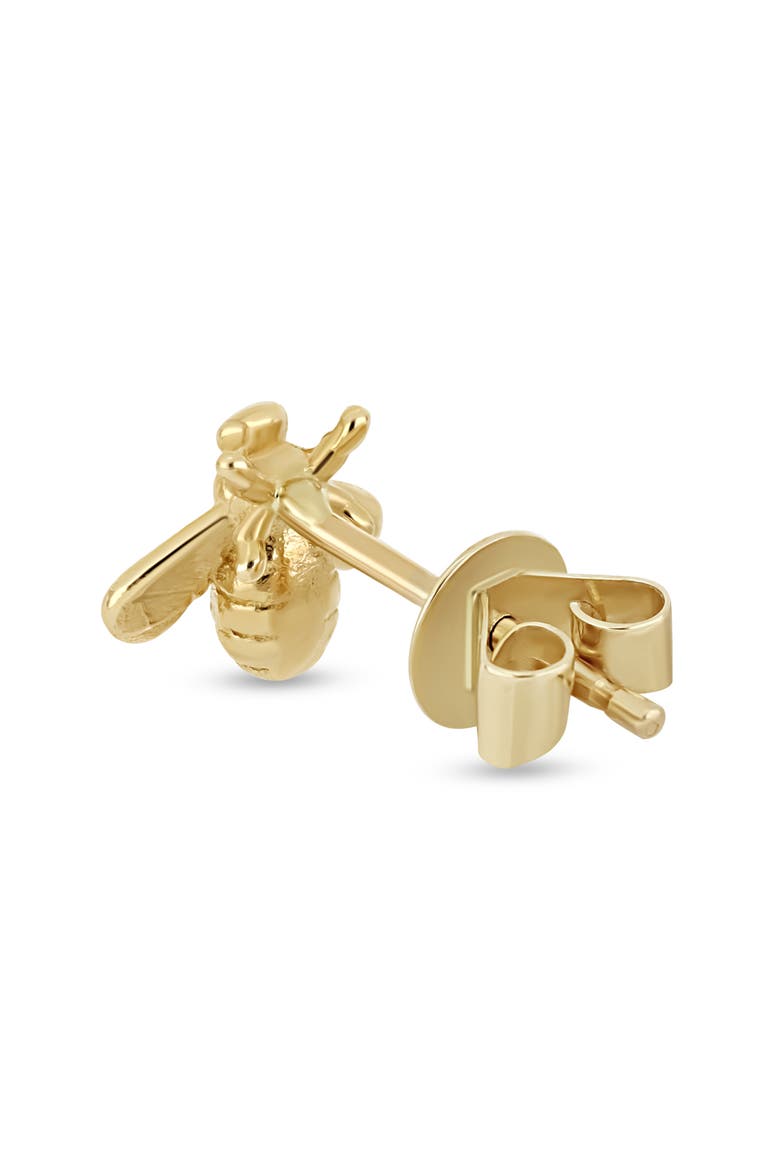 14K Gold Bee Stud Earrings, Alternate, color, 14KY
