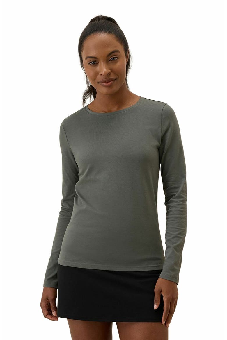 Luxe Stretch Jersey Slim Long Sleeve Tee, Main, color, Castor Grey