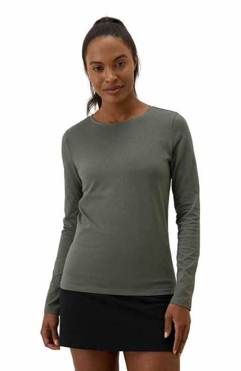 Organic Cotton Luxe Stretch Jersey Slim Long Sleeve Tee