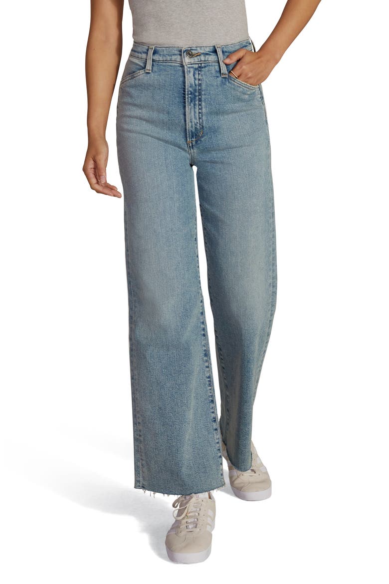 The Mischa Raw Hem Super High Waist Wide Leg Jeans, Main, color, MONTEREY