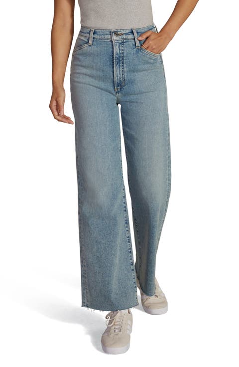 The Mischa Raw Hem Super High Waist Wide Leg Jeans (Monterey)