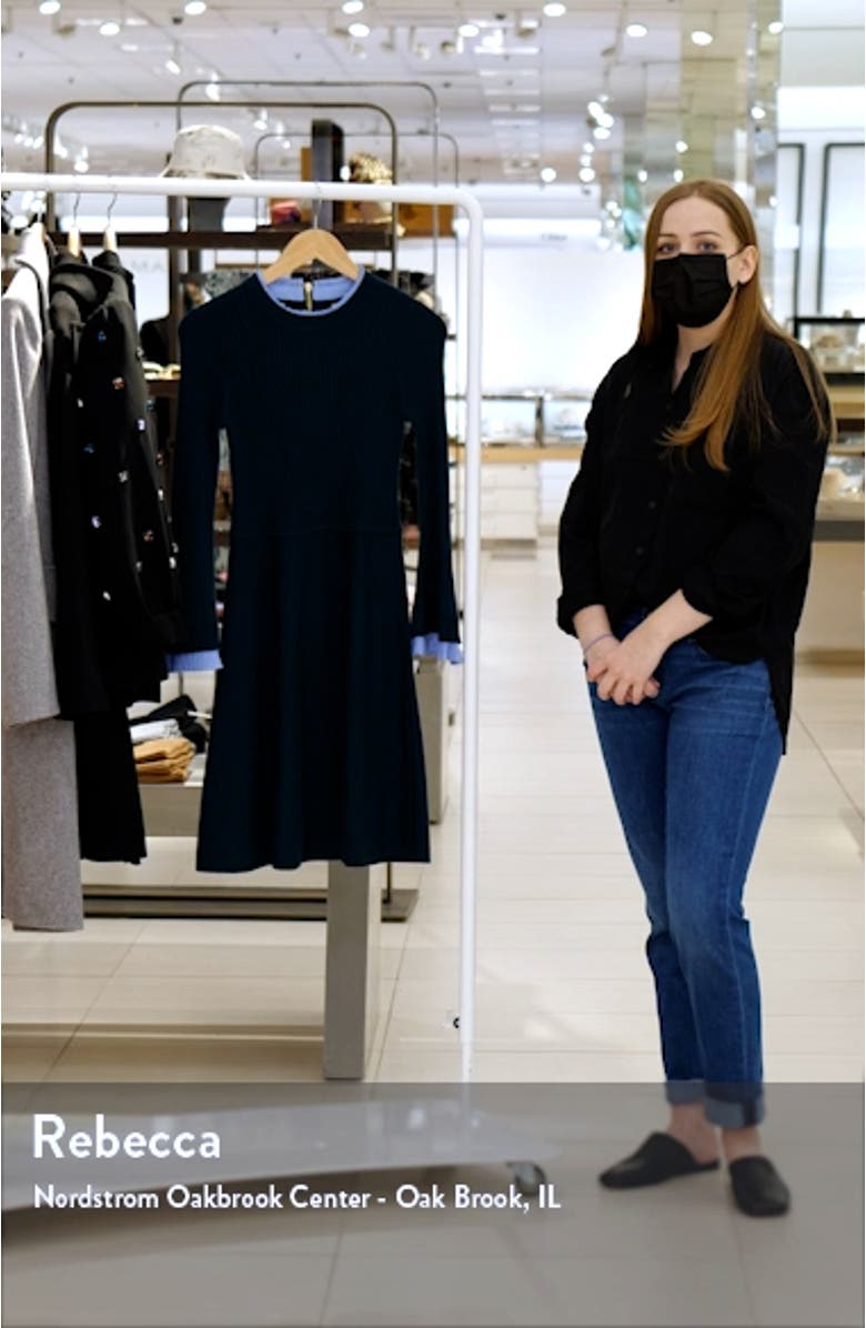 Long Sleeve Fit & Flare Sweater Minidress, sales video thumbnail