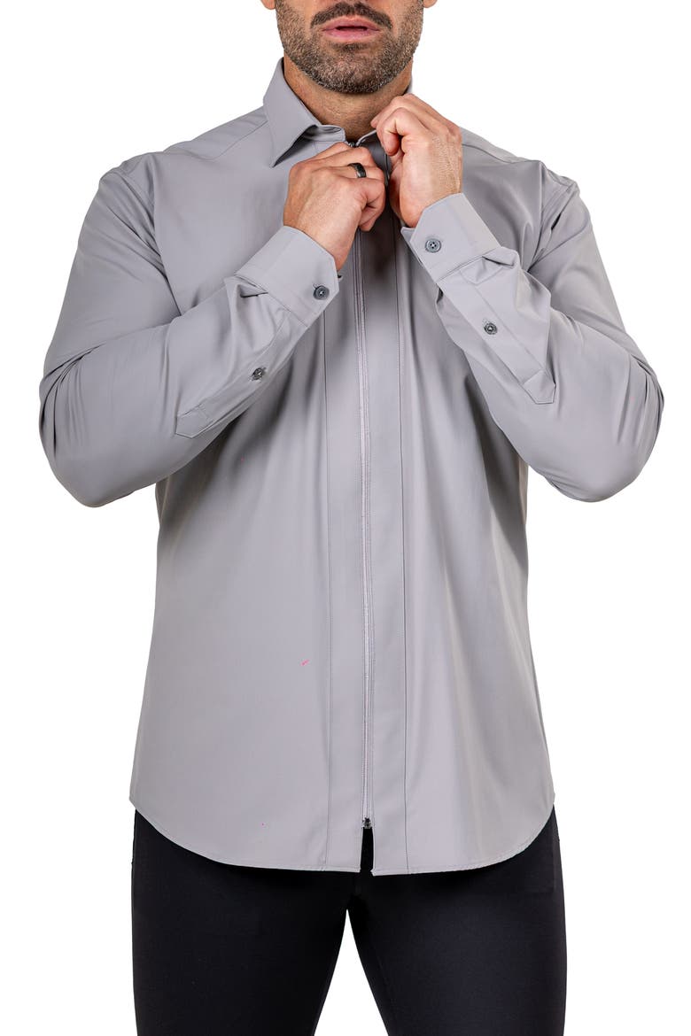 FibZip Marthyr Knit Zip-Up Shirt, Alternate, color, GREY