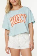 Roxy College Oversize Crop Cotton Graphic T-Shirt