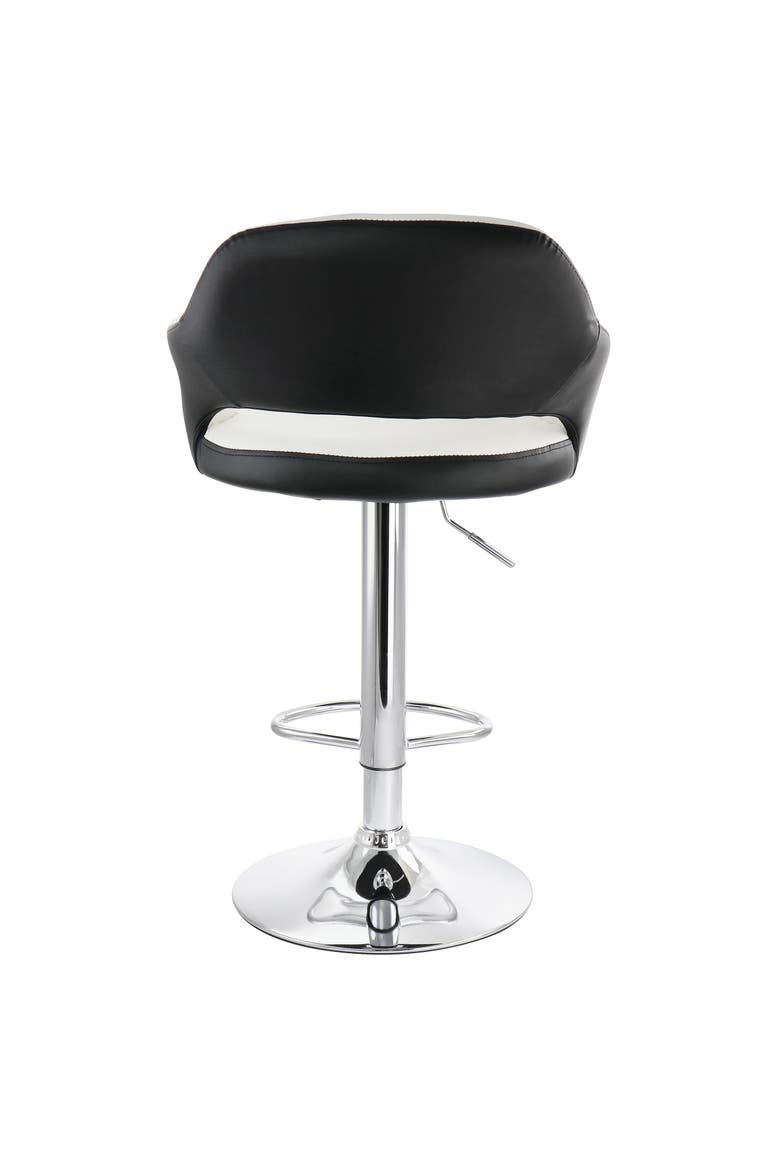 2 Piece Tufted Faux Leather Two Tone Adjustable Bar Stool, Alternate, color, Black