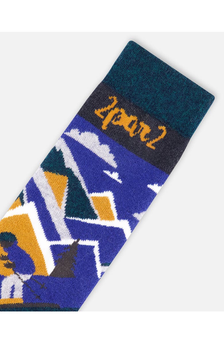Deux par Deux Baby Boy Winter Ski Socks with Merino Wool, Alternate, color, Deep Teal